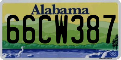 AL license plate 66CW387