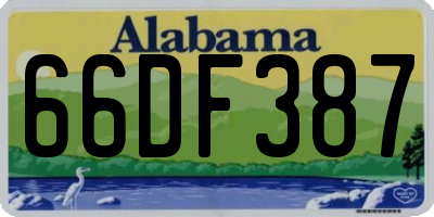 AL license plate 66DF387