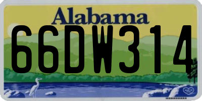 AL license plate 66DW314