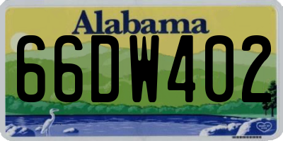 AL license plate 66DW402