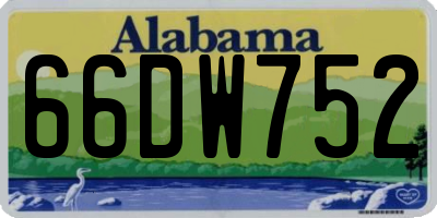 AL license plate 66DW752
