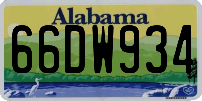 AL license plate 66DW934