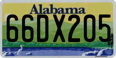 AL license plate 66DX205