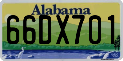 AL license plate 66DX701