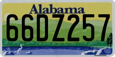 AL license plate 66DZ257