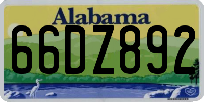 AL license plate 66DZ892