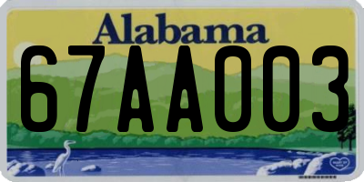 AL license plate 67AA003