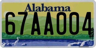 AL license plate 67AA004