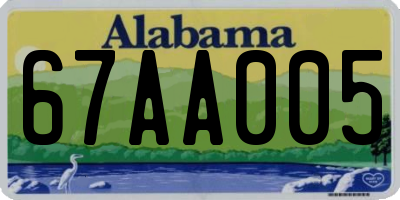 AL license plate 67AA005