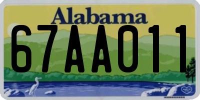 AL license plate 67AA011