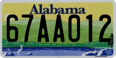 AL license plate 67AA012