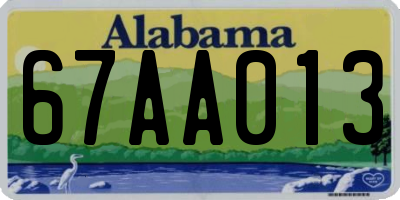 AL license plate 67AA013