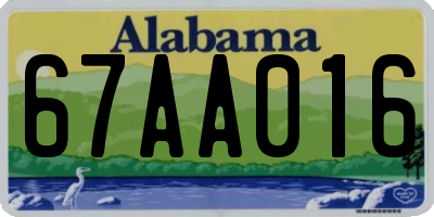 AL license plate 67AA016