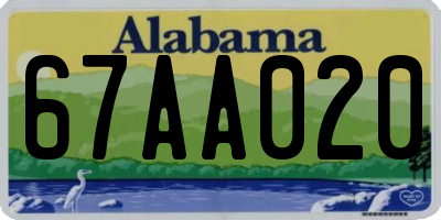 AL license plate 67AA020