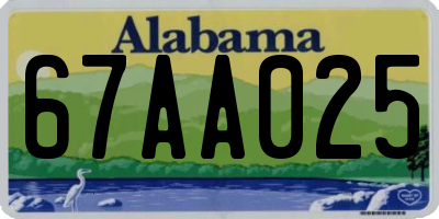 AL license plate 67AA025