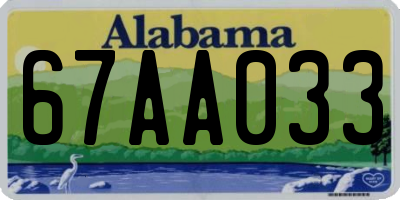 AL license plate 67AA033