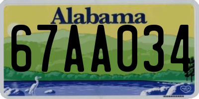 AL license plate 67AA034