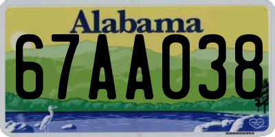 AL license plate 67AA038