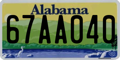 AL license plate 67AA040