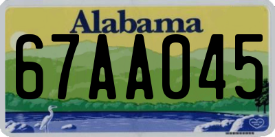 AL license plate 67AA045