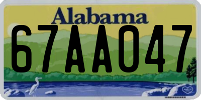 AL license plate 67AA047