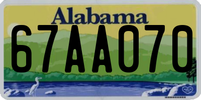 AL license plate 67AA070