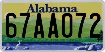 AL license plate 67AA072