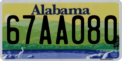 AL license plate 67AA080