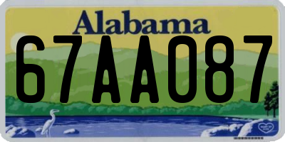 AL license plate 67AA087