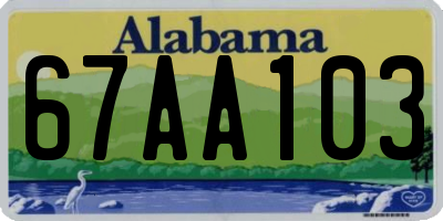 AL license plate 67AA103