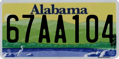 AL license plate 67AA104
