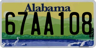 AL license plate 67AA108