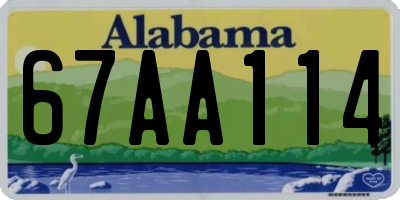 AL license plate 67AA114