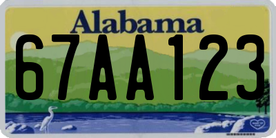 AL license plate 67AA123