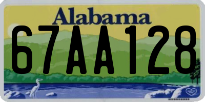 AL license plate 67AA128