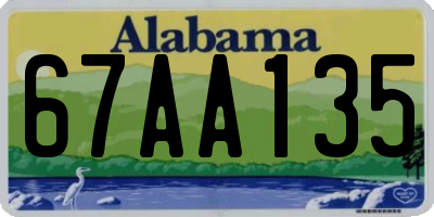 AL license plate 67AA135