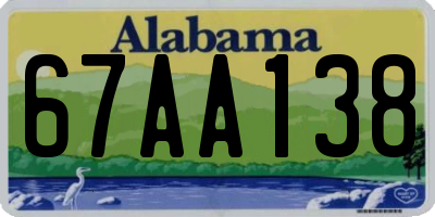 AL license plate 67AA138