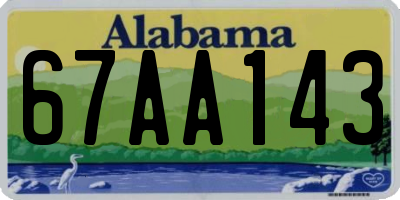 AL license plate 67AA143
