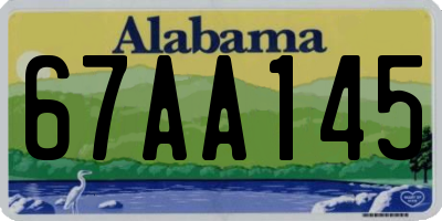 AL license plate 67AA145