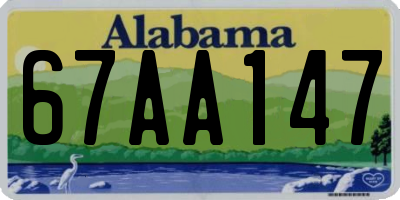 AL license plate 67AA147