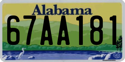 AL license plate 67AA181
