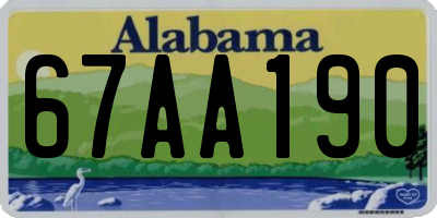 AL license plate 67AA190