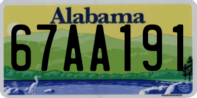 AL license plate 67AA191