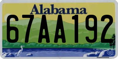 AL license plate 67AA192