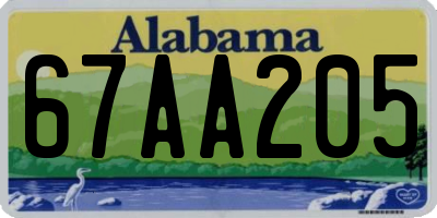 AL license plate 67AA205