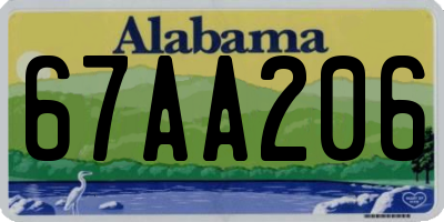 AL license plate 67AA206