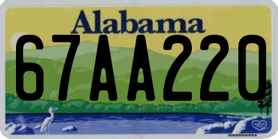 AL license plate 67AA220