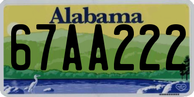 AL license plate 67AA222