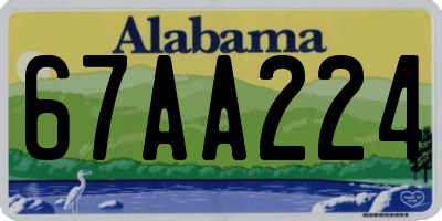 AL license plate 67AA224