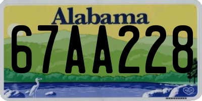 AL license plate 67AA228